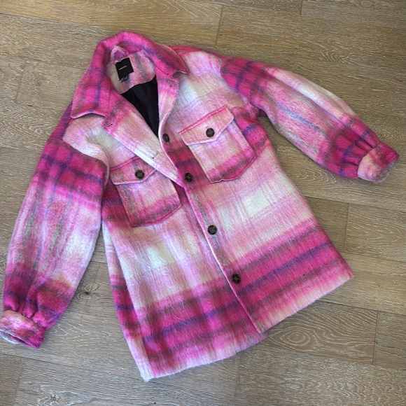 Forever 21 pink plaid jacket size small - Picture 1 of 7